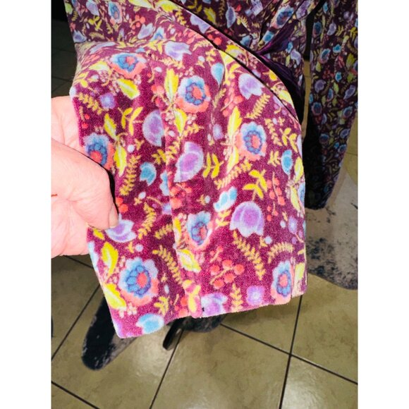 Free People Purple Floral Velvet Jacket Cinch Waist Satin Tie Boho Cottage Core - Picture 10 of 13